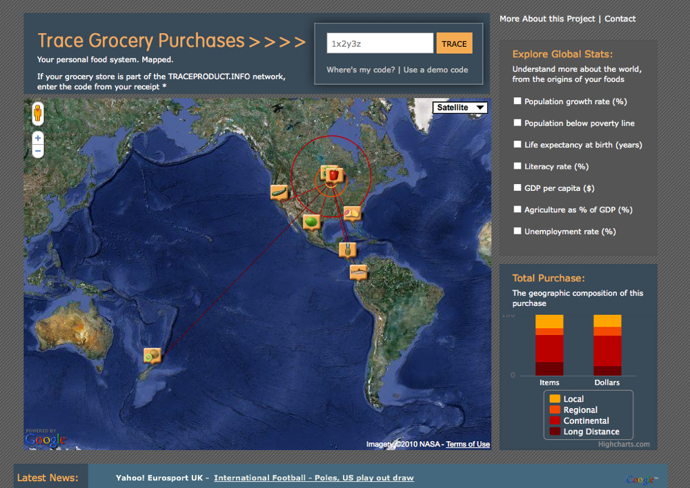 Arlene Birt, Visualizing Sustainability: Tracing Grocery Purchases (screenshot)