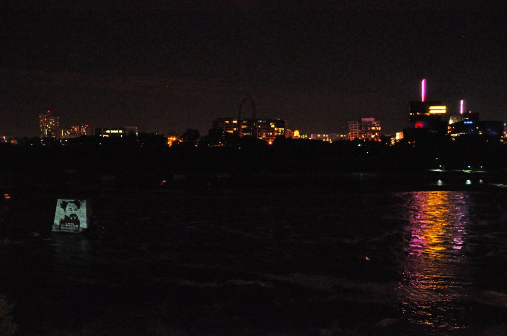 Projection view from the Stone Arch Bridge. Photo Aaron Marx