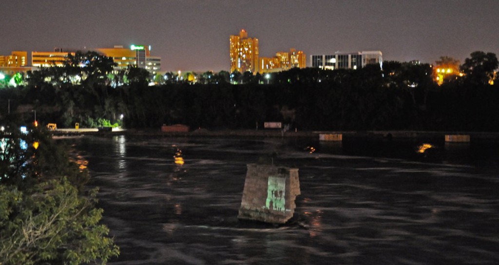 Projection view from the Stone Arch Bridge. Photo Aaron Marx