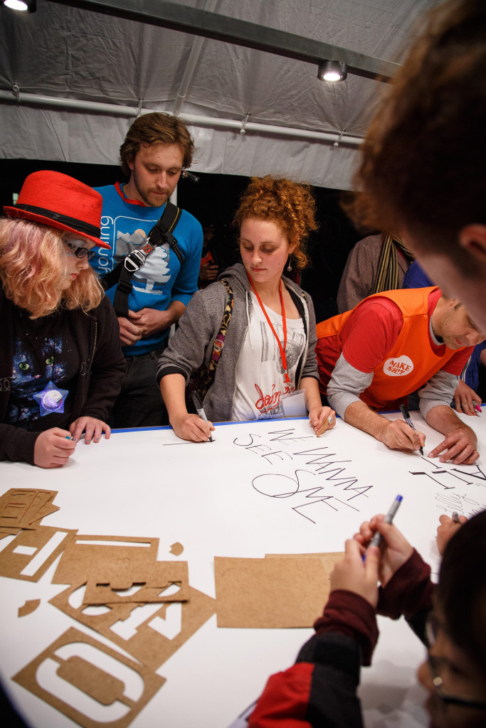 MakeSh!t, Public Acts of Drawing, Convention Center Plaza, Northern Spark 2014. Photo: Wendy Schreier.