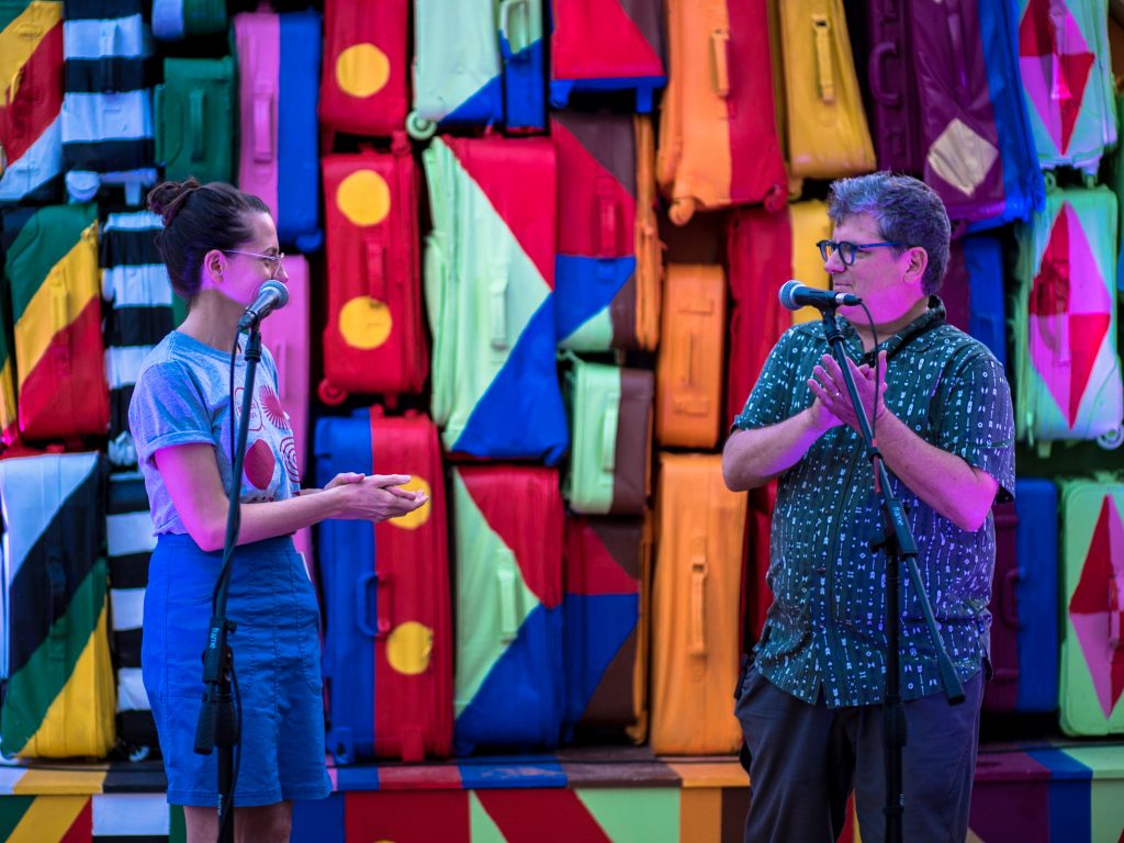 Sarah & Steve at Carry On Homes, 2018 Creative City Challenge Winner, The Opening Ceremony of Northern Spark 2018. Photo by Ryan Stopera.